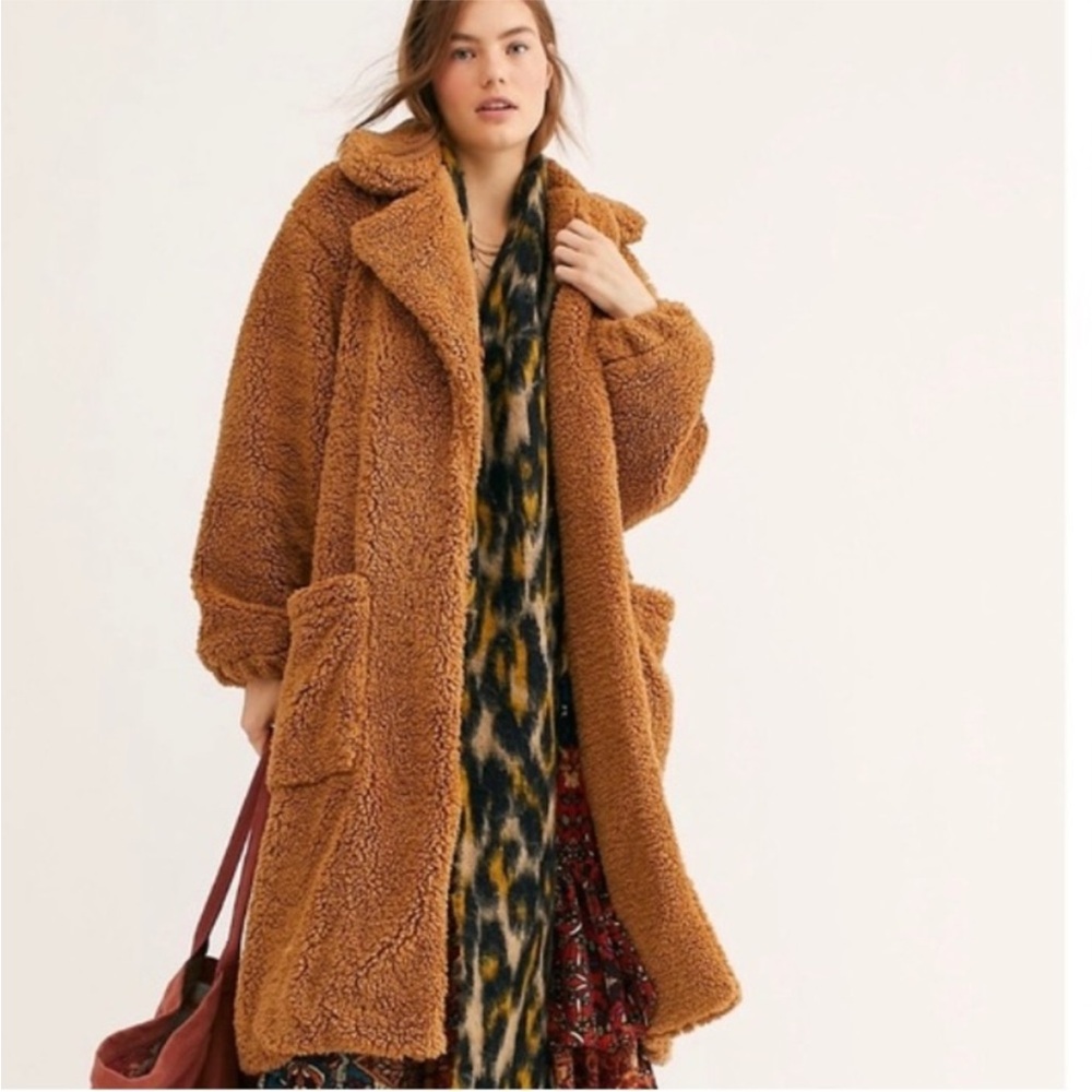 Free People Tessa Long Teddy Coat Size Medium
